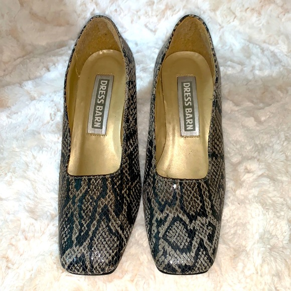 Vintage Black and gray “snake skin”print heels - Picture 1 of 5